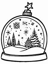 Snow Globe Christmas Coloring Page · Creative Fabrica sketch template