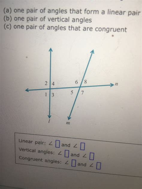 Answered: (a) one pair of angles that form a… | bartleby