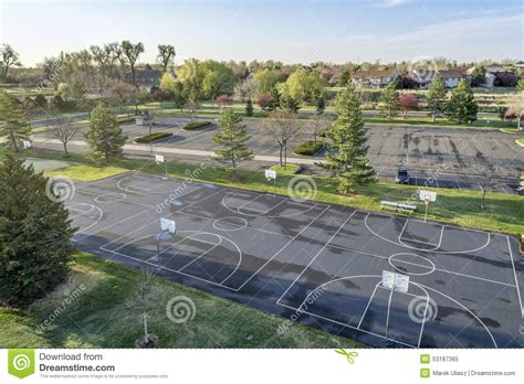 Aerial View of Basketball Courts and Park Stock Image - Image of ...