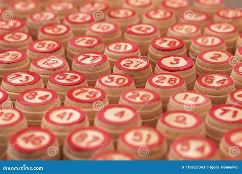 Balls with Bingo Numbers on a Wooden Board. Stock Image - Image of numbers, lotto: 110622043