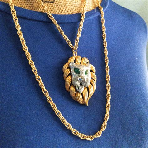 Gold Lion Head Necklace Pendant Leo Zodiac Animal Jewelry | Etsy
