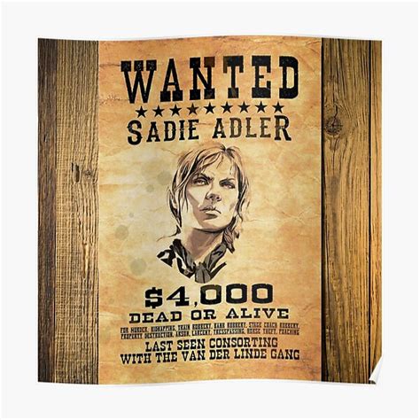 "Arthur Morgan Sadie Adler Wanted Dead Or Alive" Poster for Sale by ...