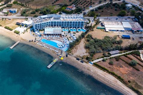 Aerial picture of the greek hotel Nikki Beach Resort & Spa in the summer vacation resort Porto ...