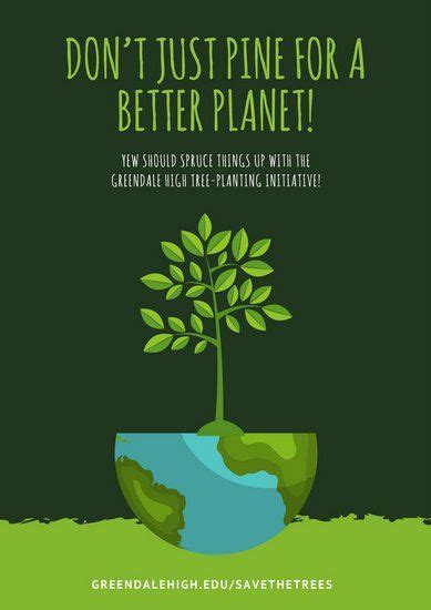 Green Illustration Environmental Protection Poster | Environmental protection poster ...