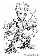 Drawing Groot Coloring Page  Free Printable Pages sketch template