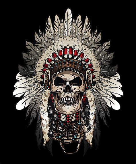 Chief Indian skull Tribal Headdre for lover Digital Art by Shannon Nelson Art - Pixels