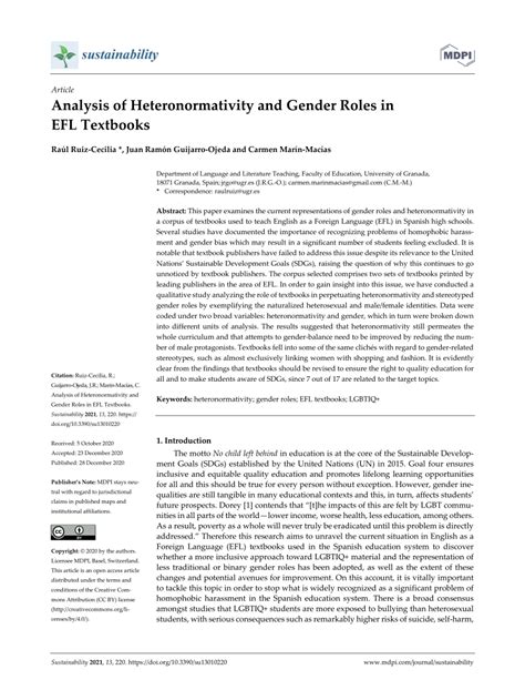 (PDF) Analysis of Heteronormativity and Gender Roles in EFL Textbooks