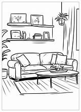 Living Room Coloring Pages  Design Your Dream Space CrayonAZCom sketch template