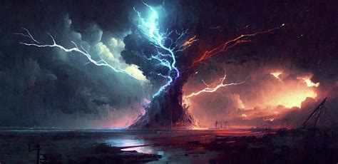 Thunder and lightning in a sureal world Digital Art by Rene Heymann - Fine Art America