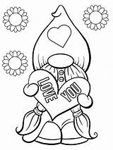 Valentine Gnomes Coloring Page sketch template