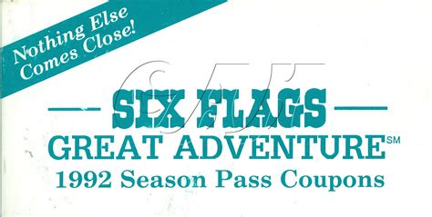 Six Flags Great Adventure Season Pass Coupon Booklets