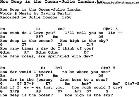 Jazz Song - How Deep is the Ocean-Julie London with Chords, Tabs and Lyrics from top bands and ...