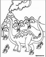 Coloring Dinosaur Volcano Volcan Kleurplaat Vulkaan Dinosaurus Grote  sketch template