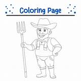 Premium Vector  Farmer Holding pitchfork coloring Page sketch template