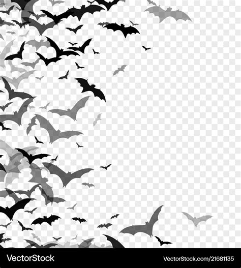 Black silhouette of bats isolated on transparent Vector Image