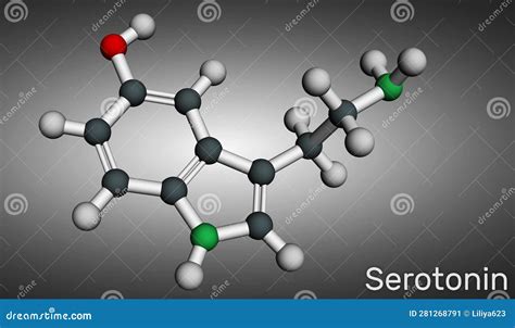 Serotonin Molecule, Is A Monoamine Neurotransmitter. Structural Chemical Formula And Molecule ...