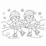 Vintage Winter Coloring Pages Ice Skating & Book For Kids sketch template