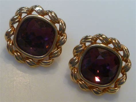 Vintage Swarovski Amethyst Crystal Earrings from historique on Ruby Lane