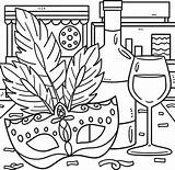 Mardi Gras Mask And Wine Coloring Page For Kids 13730701 Vector Art At  sketch template