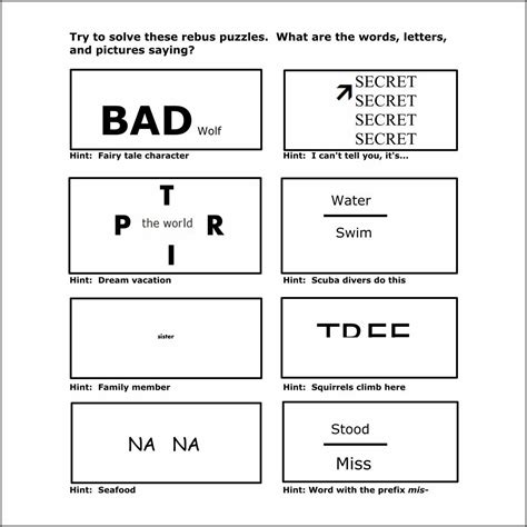 Brain Teasers Worksheet #1 Answers