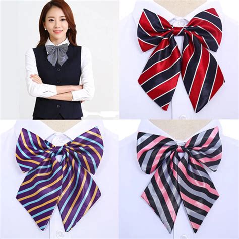 Aliexpress.com : Buy AWAYTR Women Bowties Vintage Striped Bow Ties Silk ...