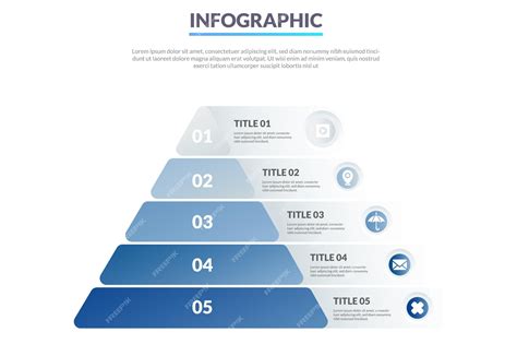 Premium Vector | Pyramid graph template with five colorful steps easy to use for your website or ...