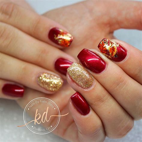 Best nail colors #gelnailcolors | Gold nail designs, Thanksgiving nails, Fall nail art designs