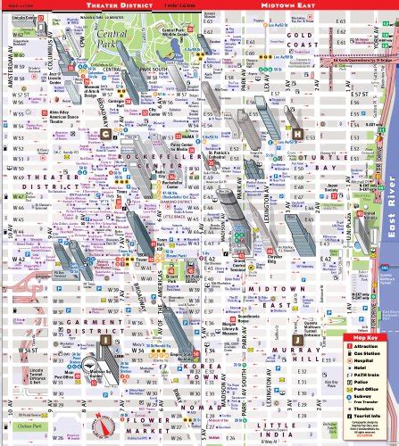 StreetSmart NYC Midtown Manhattan Map by VanDam -- Laminated pocket sized city street Map with ...