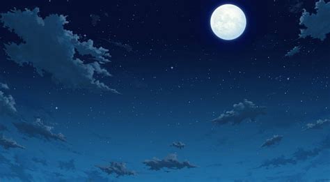 Night Sky, pretty, scenic cg, bonito, sweet, nice, moon, anime ...