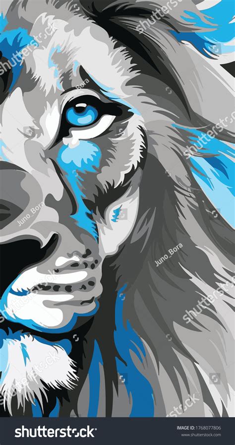 7 Oil Painting Of Lion With Blue Eyes Images, Stock Photos & Vectors ...