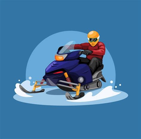 Premium Vector | Snowmobile racing in winter season concept in cartoon illustration