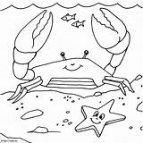 Crab With Starfish coloring Page sketch template