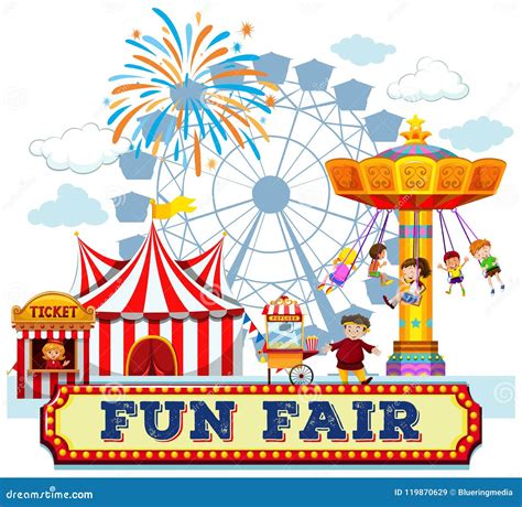 A Fun Fair and Rides stock vector. Illustration of kids - 119870629