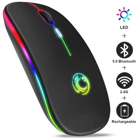 Wireless Mouse Bluetooth RGB Rechargeable Mouse Wireless Computer Silent Mause LED Backlit ...