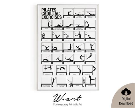 PILATES CADILLAC Exercises Chart Digital Download, Pilates Studio Decor, Gift for Pilates ...