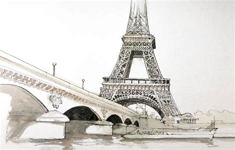 Wallpaper figure, Paris, watercolor, Eiffel tower, the urban landscape ...