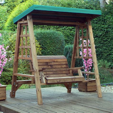 Dorset Two Seat Wooden Garden Swing - Green