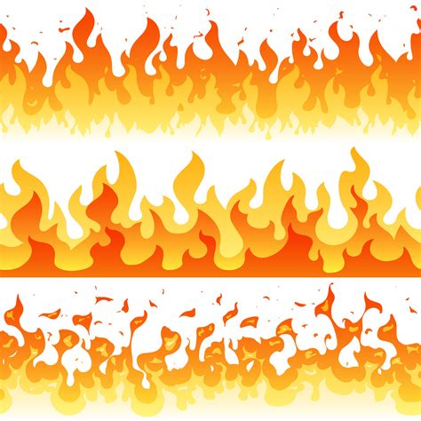 Cartoon fire flame vector seamless frame borders By Microvector | TheHungryJPEG