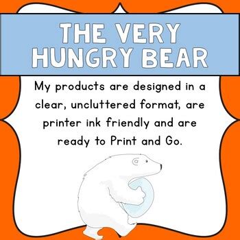 The Very Hungry Bear Book Study- Print & Go Literacy Activities by Jenny Quld