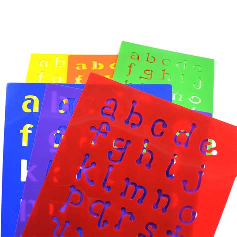 6 Design Plastic Alphabet Letter Drawing Template Stencils Board Kids DIY Set | eBay