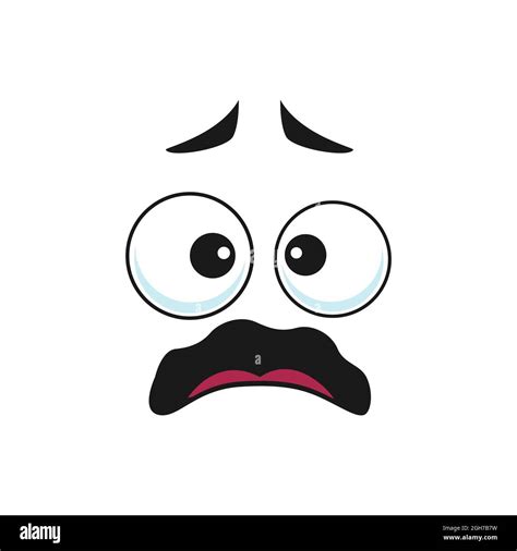 Cartoon face vector icon, frightened worry emoji, scared facial expression with wide open or ...