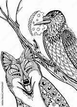 The Fox And crow Cheese Hand Drawn Patterns For coloring Freehand  sketch template