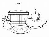 Printable Picnic Basket Coloring Page sketch template