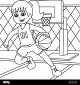 Girl Playing Basketball Coloring Page For Kids Stock Vector Image & Art  sketch template