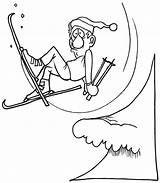 Coloring Skiing Skier Downhill Pages Happy Ski Kid Cliparts Clipart  sketch template