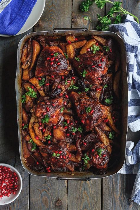 One Pan Pomegranate Molasses Chicken And Potatoes | Olive & Mango