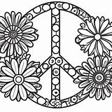 Flowers Peace Sign Coloring Page · Creative Fabrica sketch template