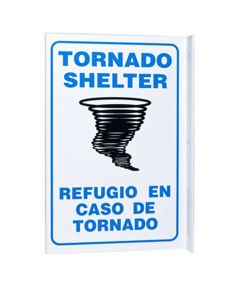 Tornado Shelter Sign, English/Spanish, Projects 8" | Zing