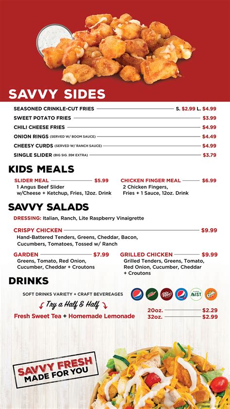 Lunch/Dinner Menu - Savvy Sliders