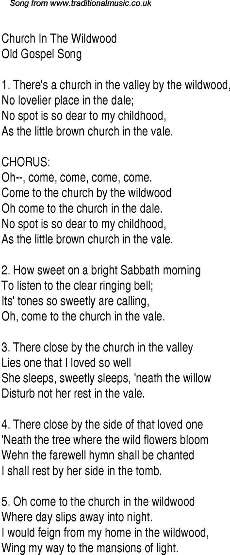 Church In The Wildwood - Christian Gospel Song Lyrics and Chords